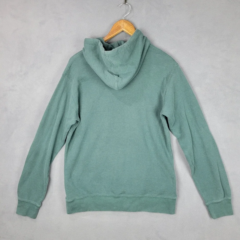 Prairie Mountain Screening Topography Hoodie Mens Large Dusty Teal Juneau Alaska - Picture 2 of 7